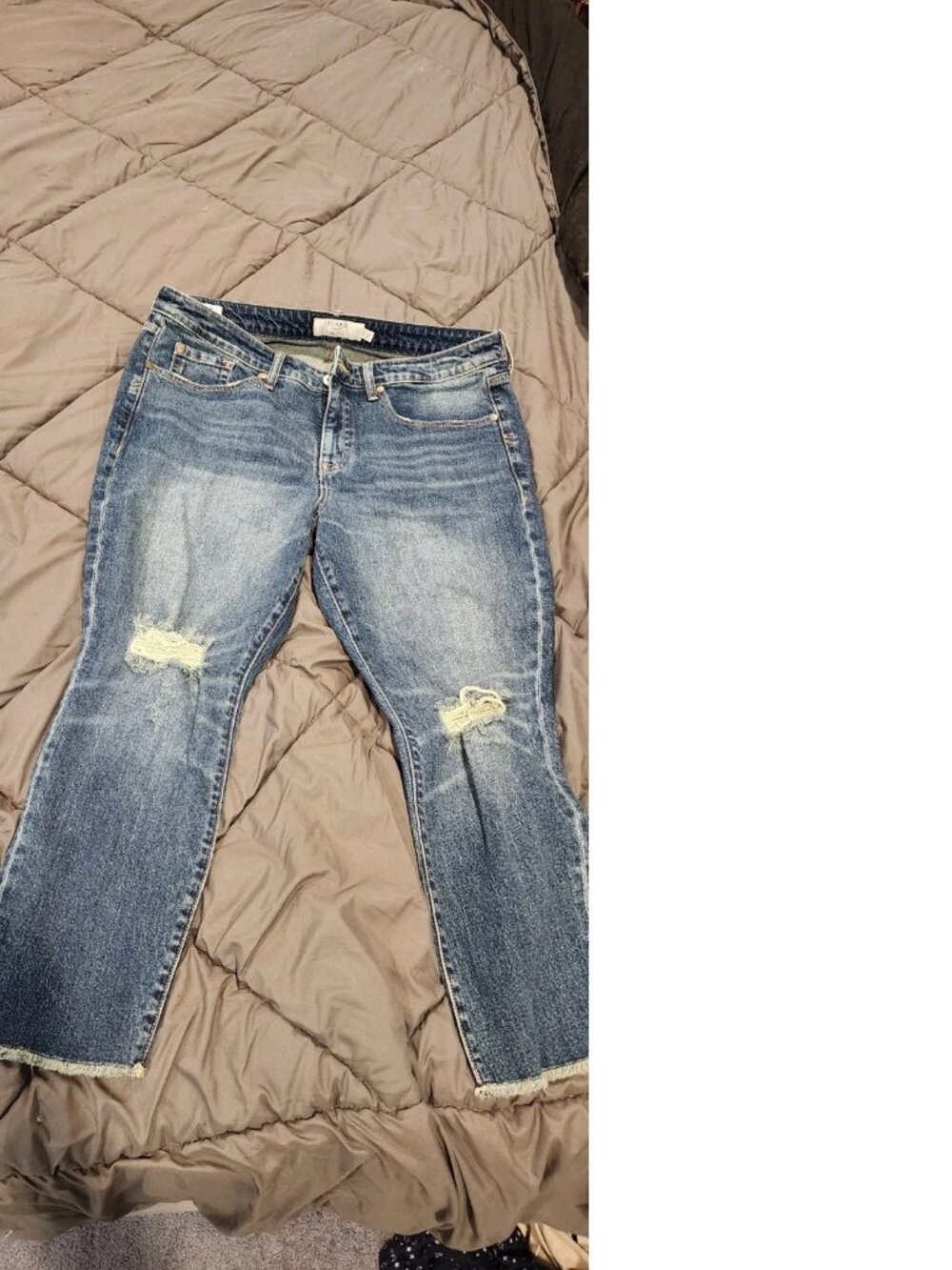 Torrid Jeans Womens Blue Distressed Crop Frayed Hem Stretch Denim Pants - 14S